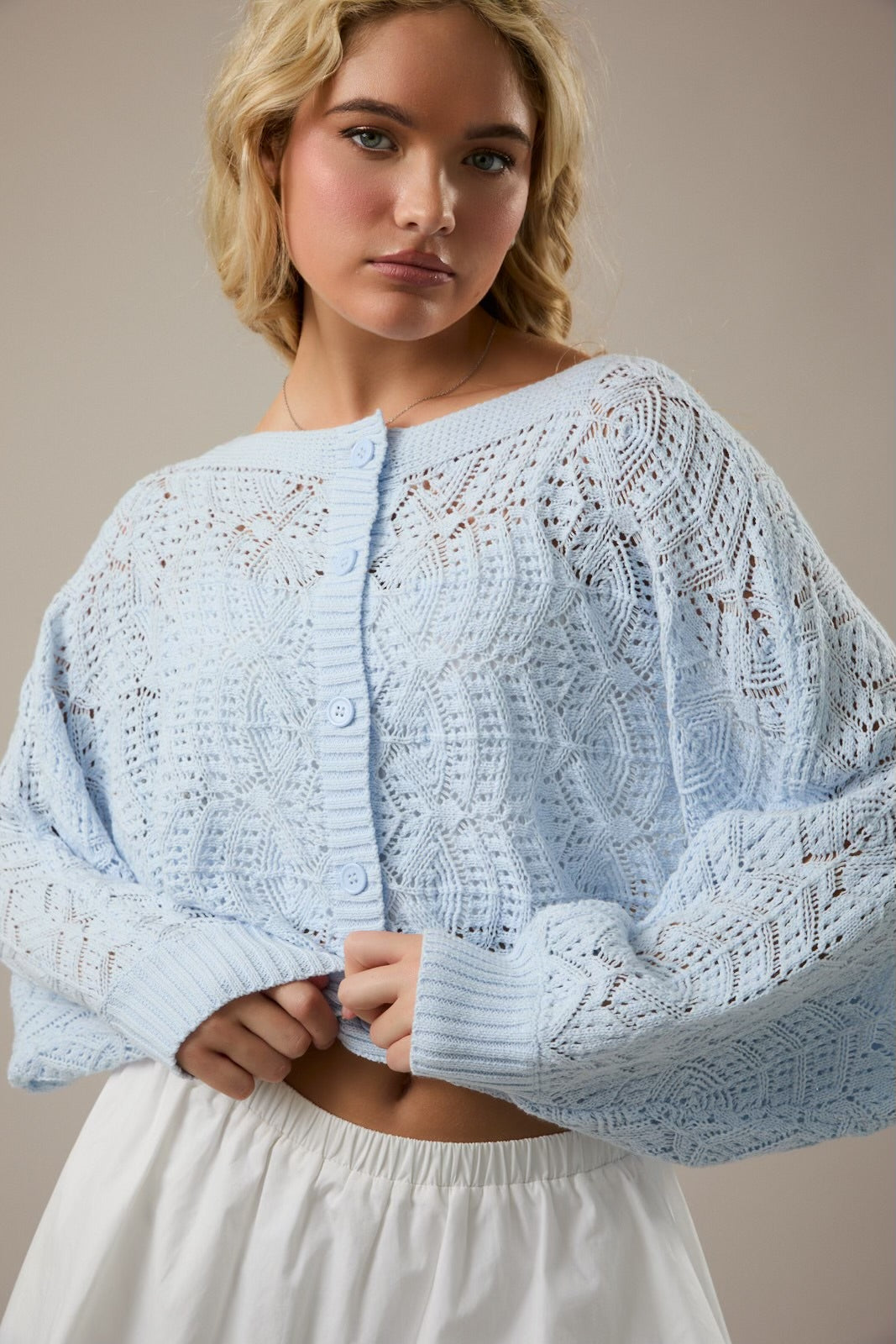 Blue knit cardigan
