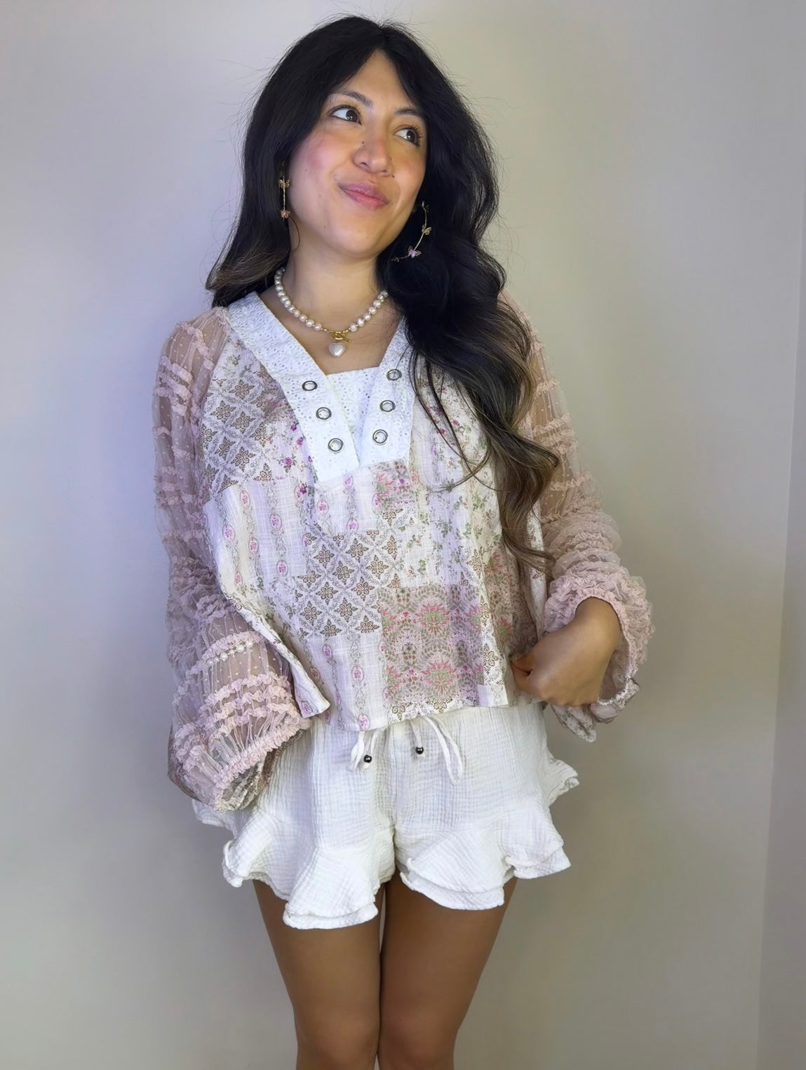 Boho Shabby Chic Top (Pink)