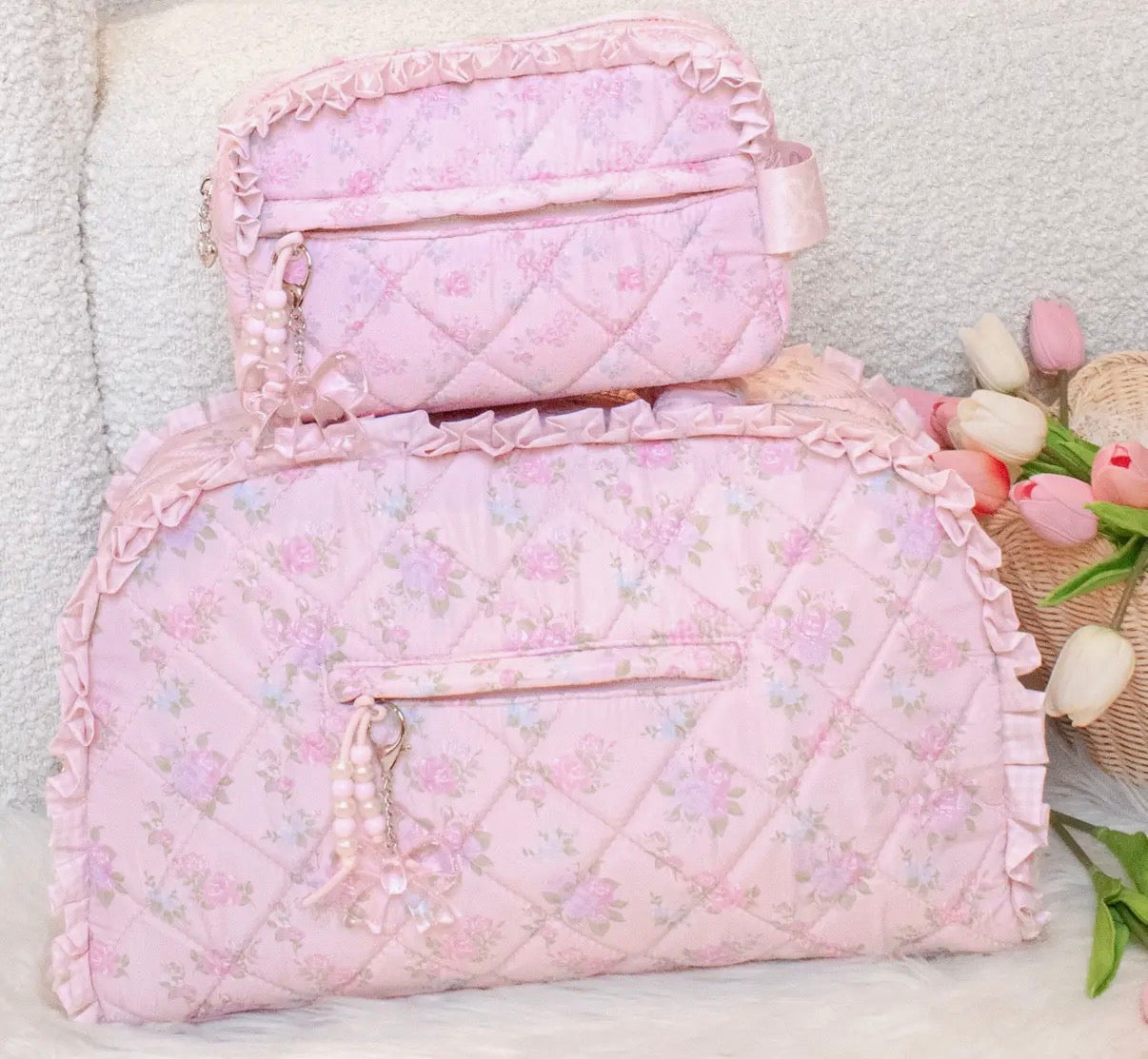 Pink Angel Bag and Makeup Pouch BUNDLE