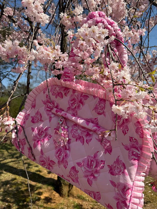 Rosy Muse Quilted Bag and Makeup Pouch BUNDLE