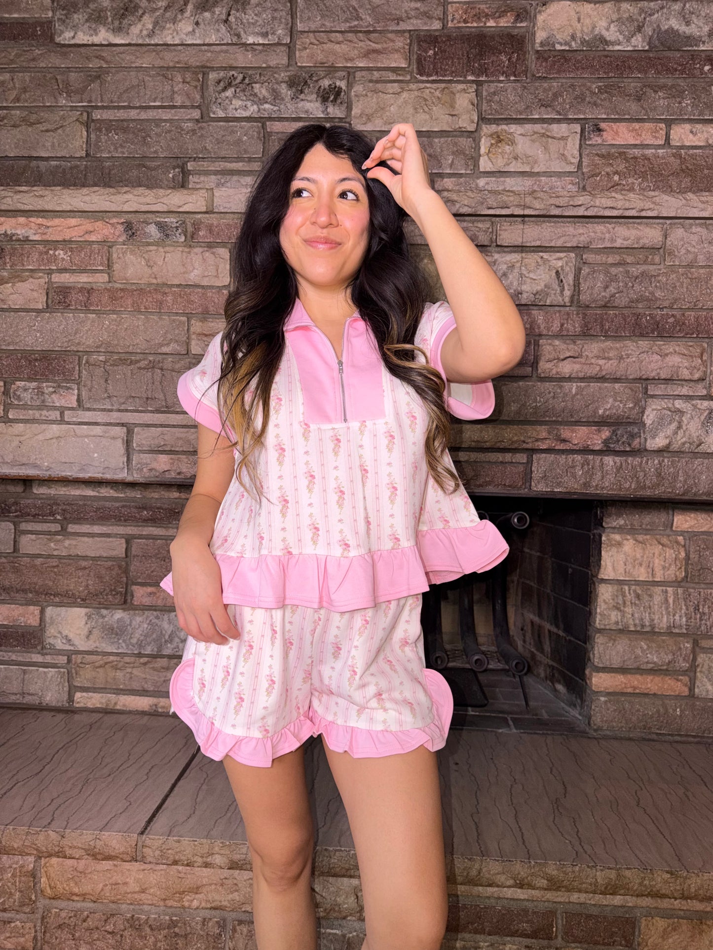 Rosy Coquette Ruffle Set