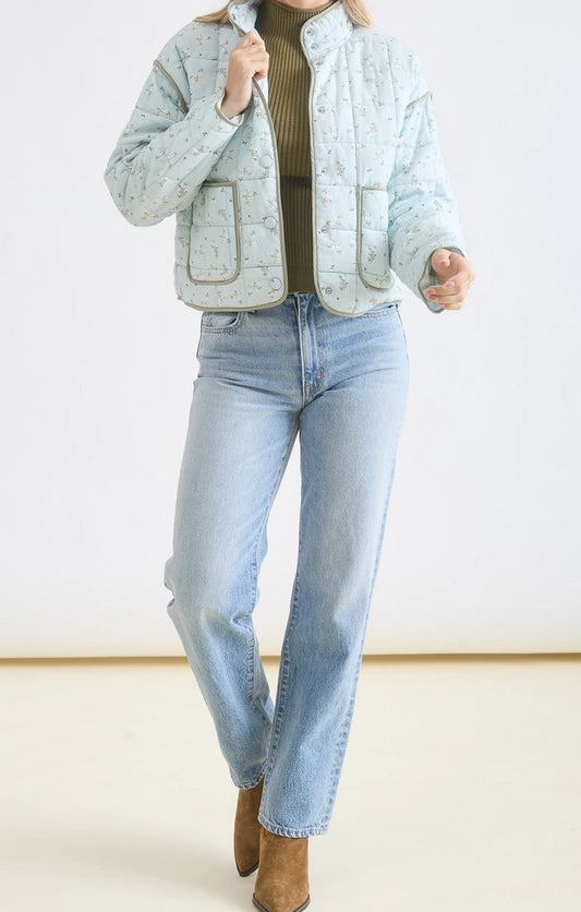 Soft Sage Bloom Quilted Jacket