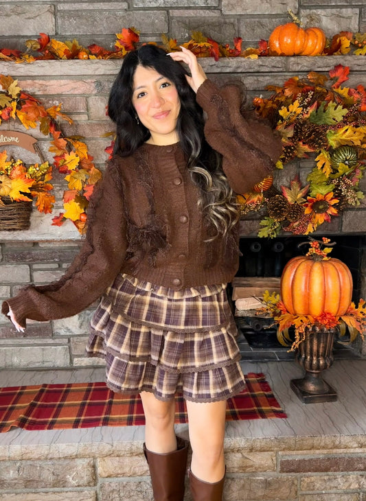 Chocolate Truffle Ruffle Cardigan 🤎 RESTOCK