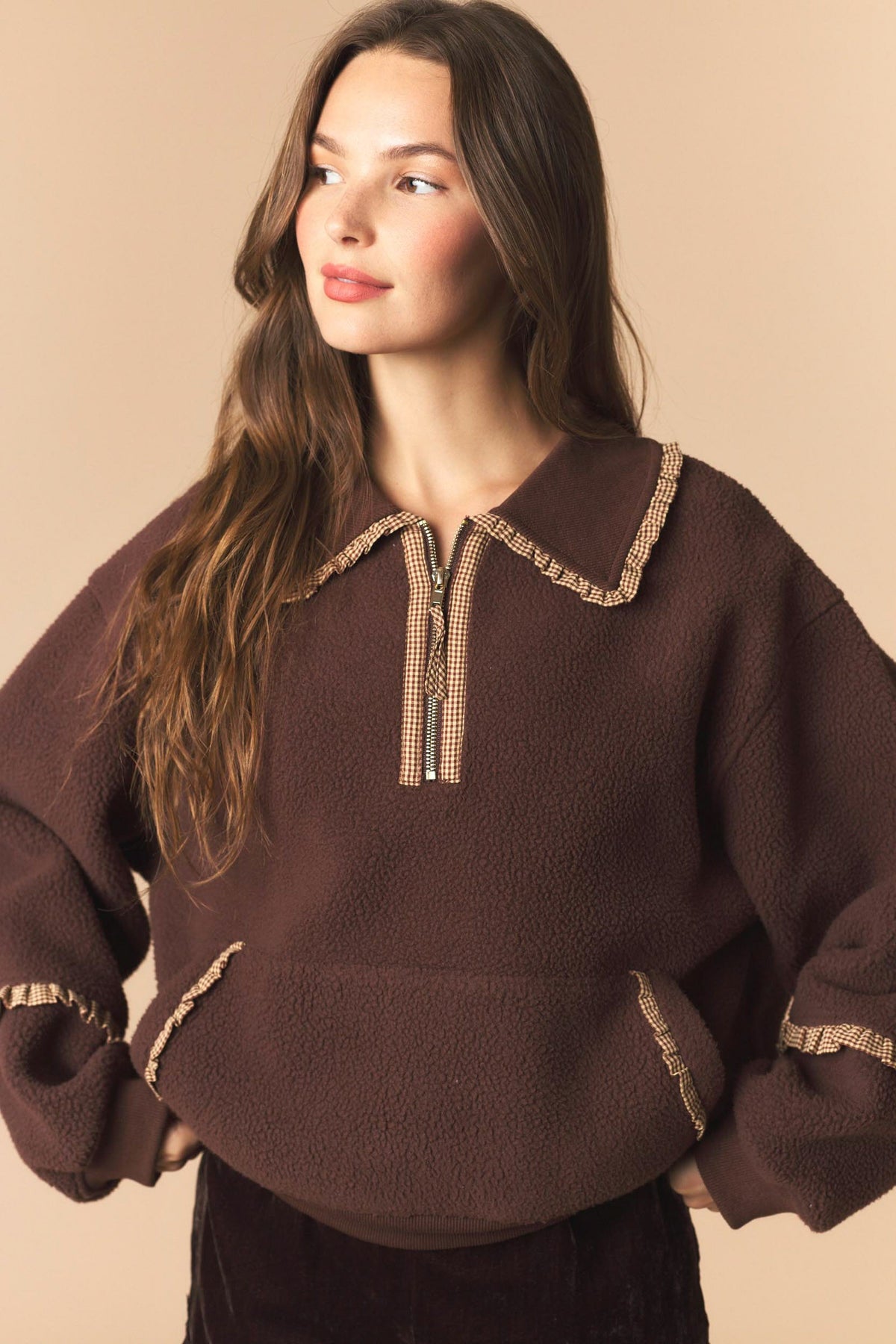 Mocha Teddy Fleece Pullover