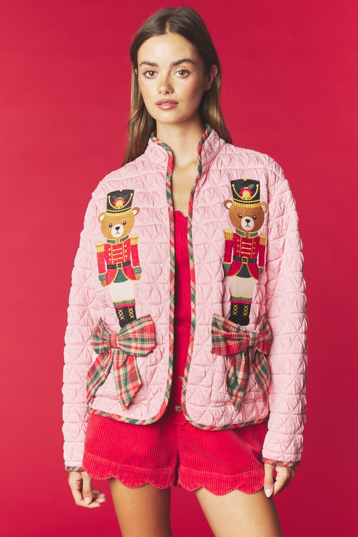 Blushing Teddy Soldier Quilted Jacket