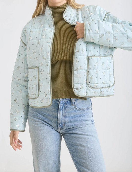 Soft Sage Bloom Quilted Jacket