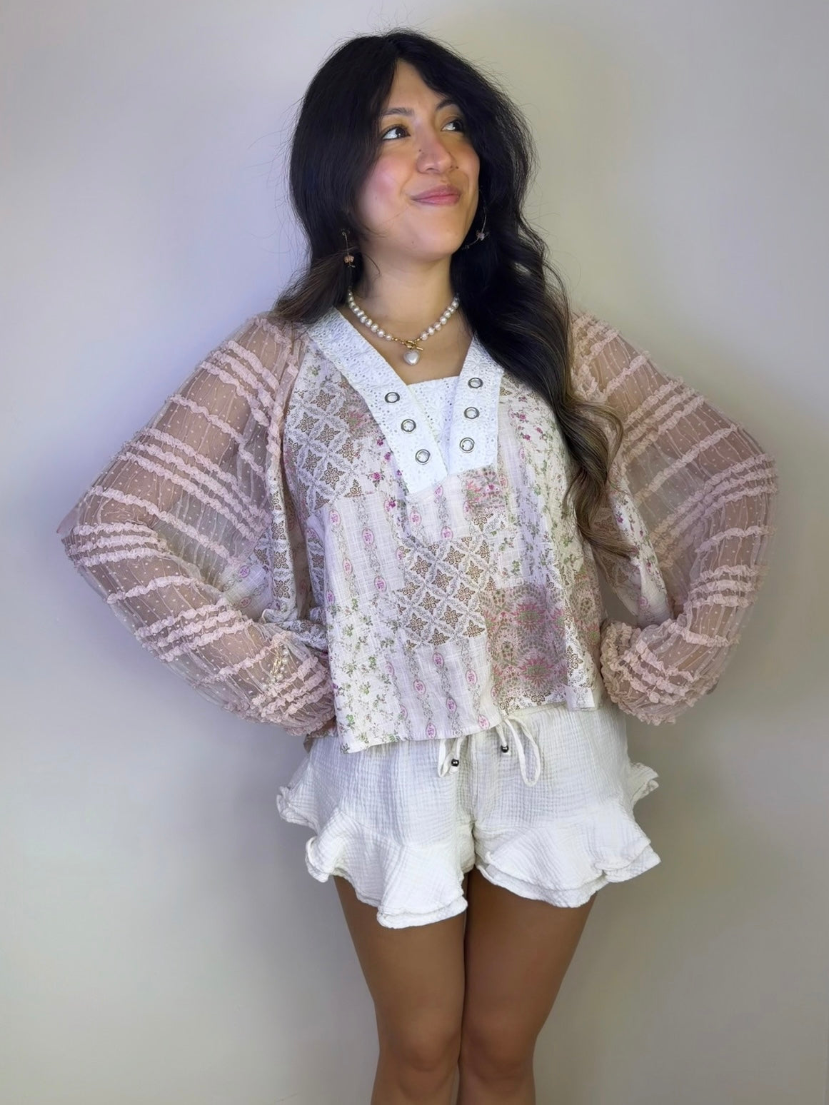 Boho Shabby Chic Top (Pink)