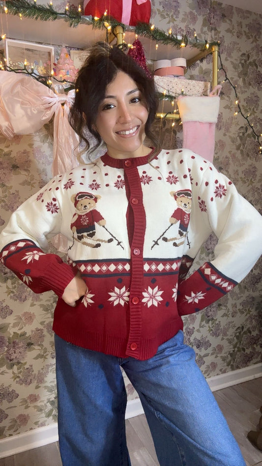 Christmas Teddy Ski Cardigan