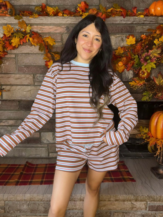 Caramel Apple Stripe Lounge Set 🍎🤎