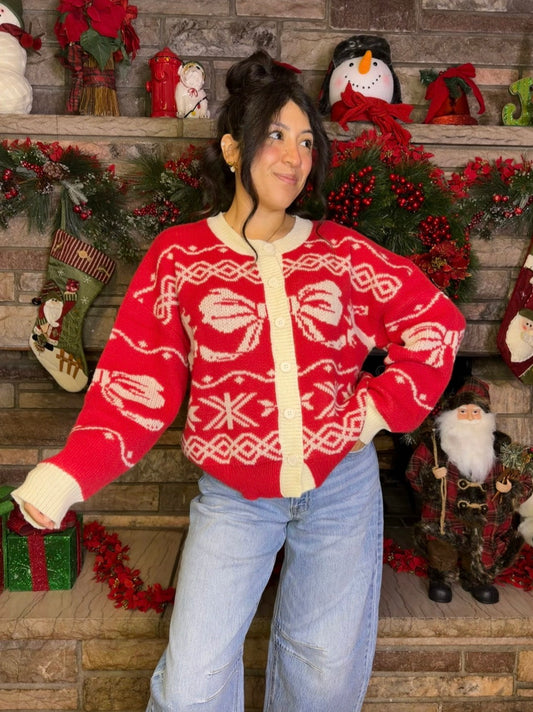 Candy Cane Kisses Cardigan