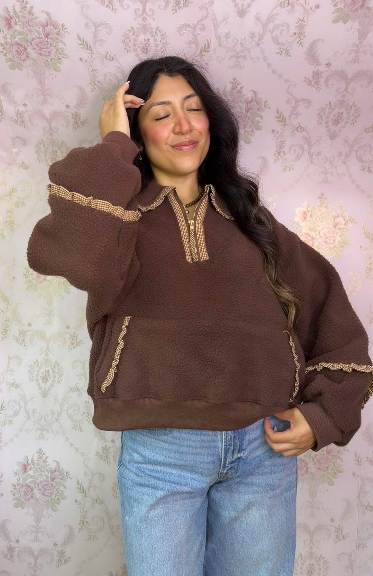 Mocha Teddy Fleece Pullover