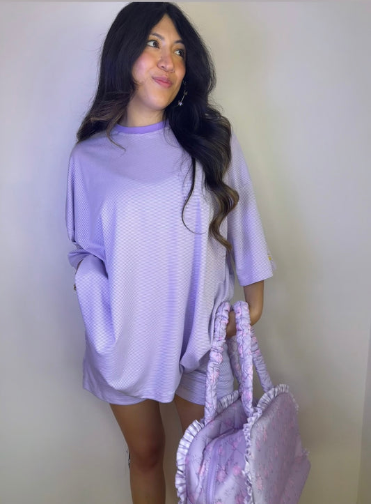 Lavender Haze Striped Lounge Set