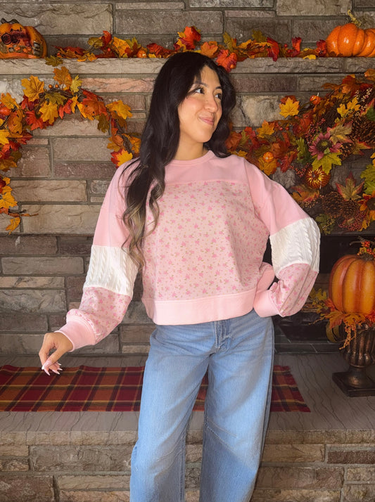 Pink Posy Patchwork Crewneck 🌸