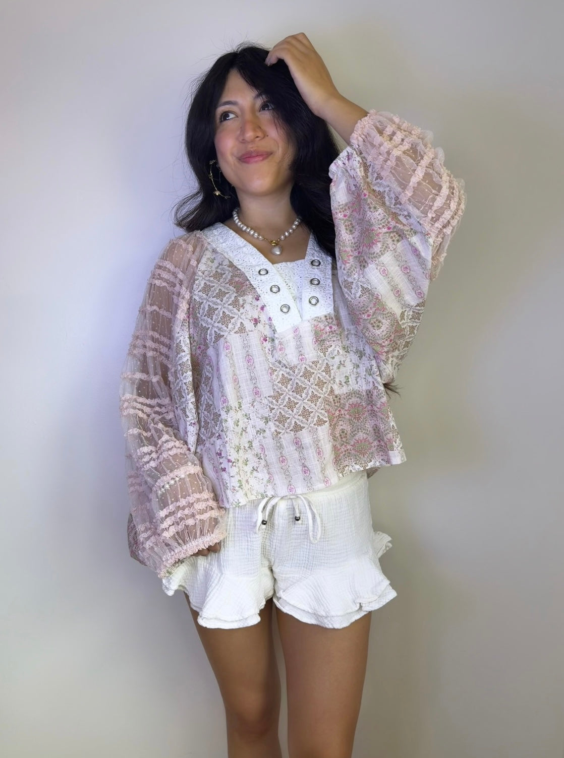 Boho Shabby Chic Top (Pink)
