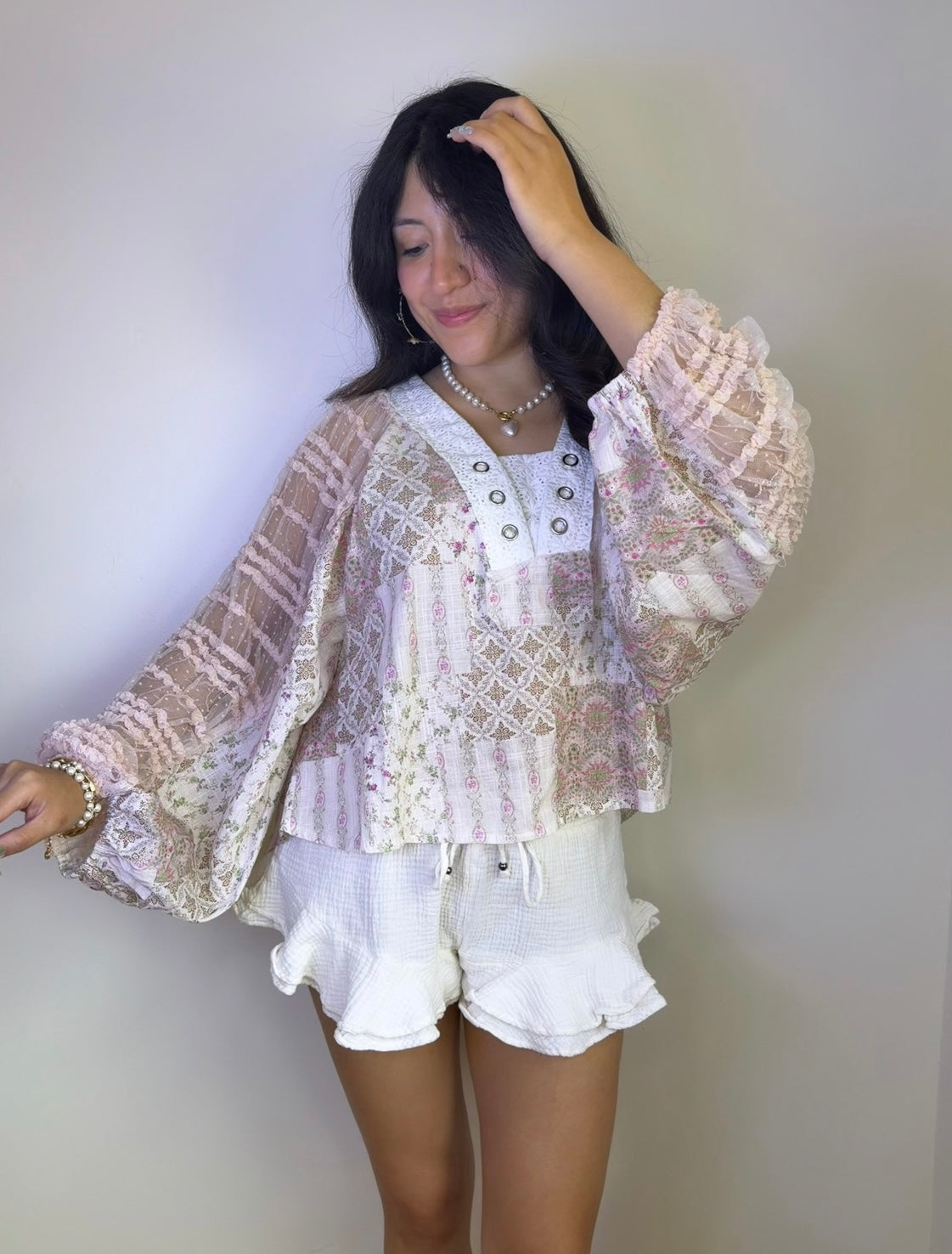 Boho Shabby Chic Top (Pink)