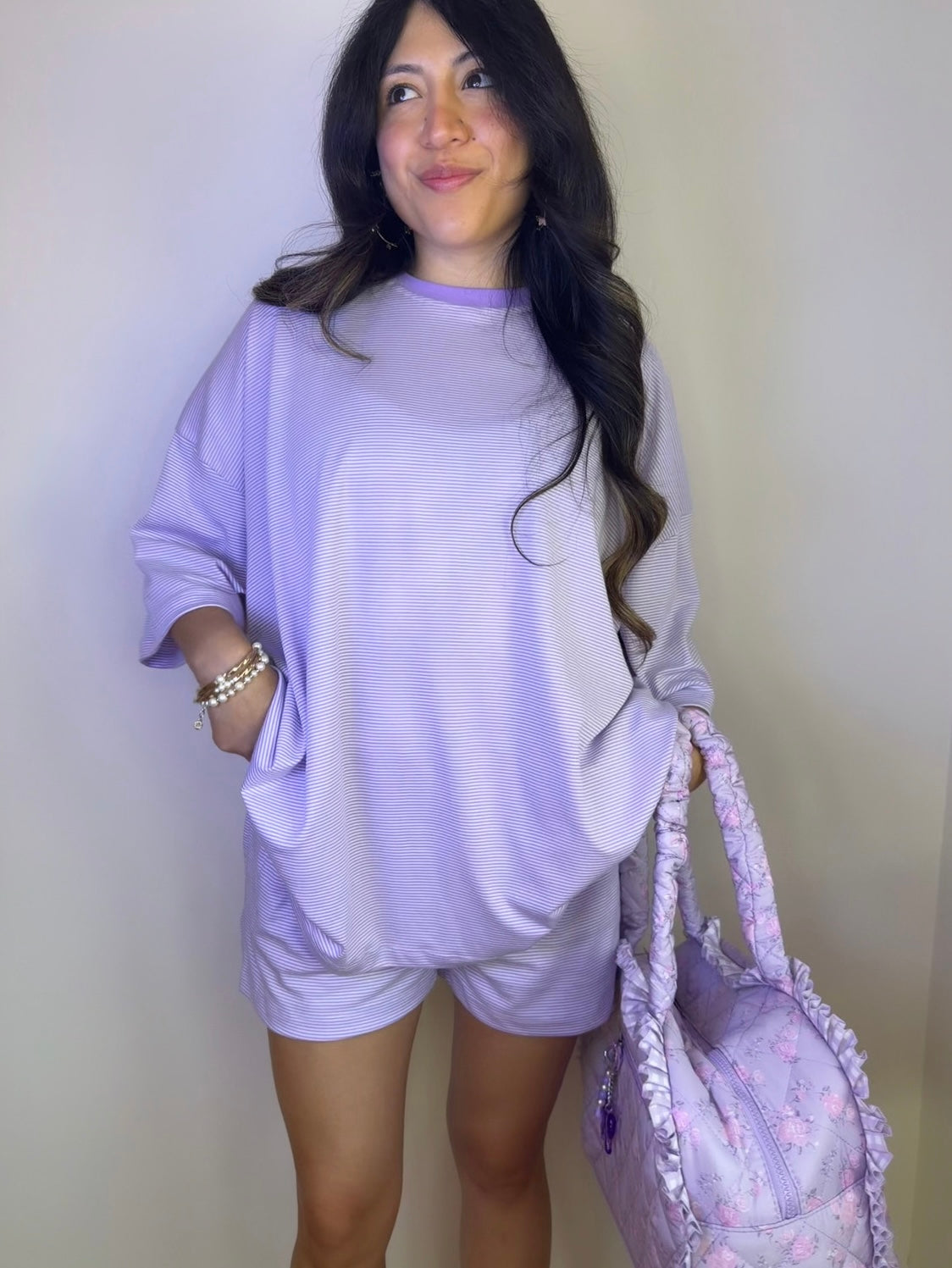 Lavender Haze Striped Lounge Set