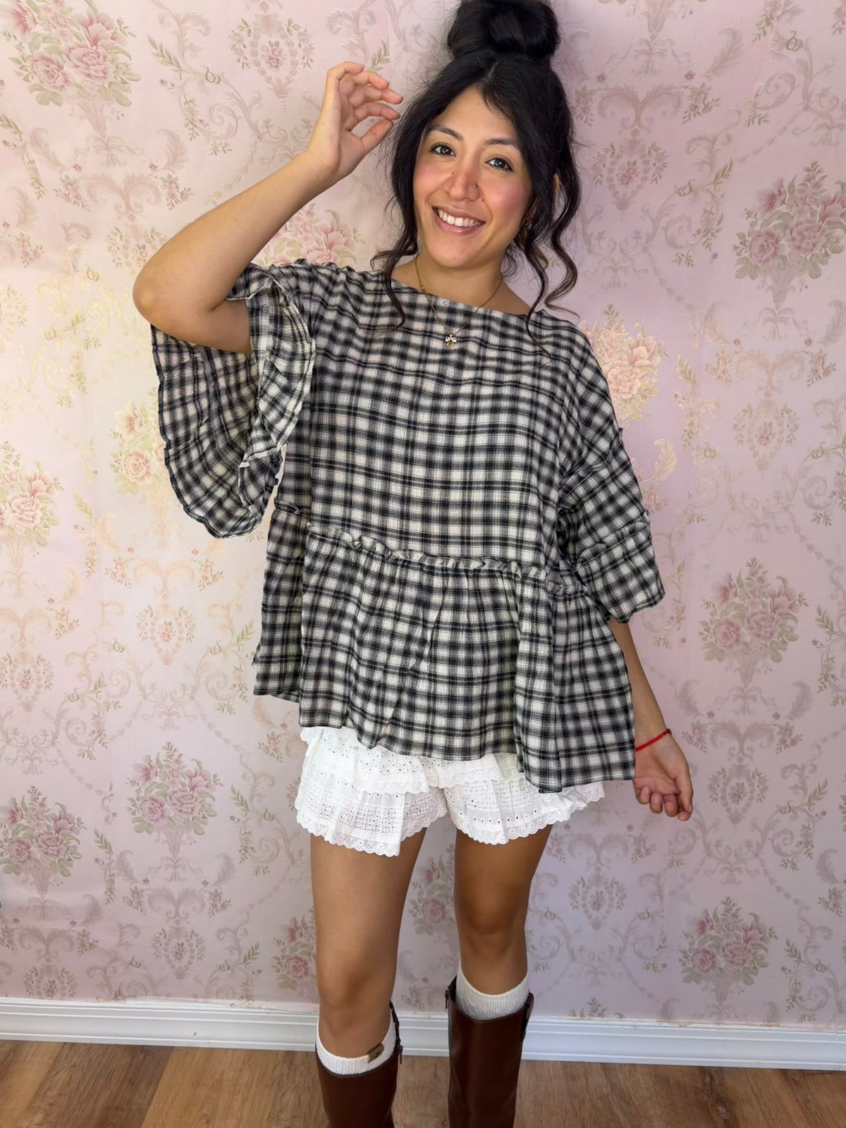 Midnight Cider Plaid Blouse