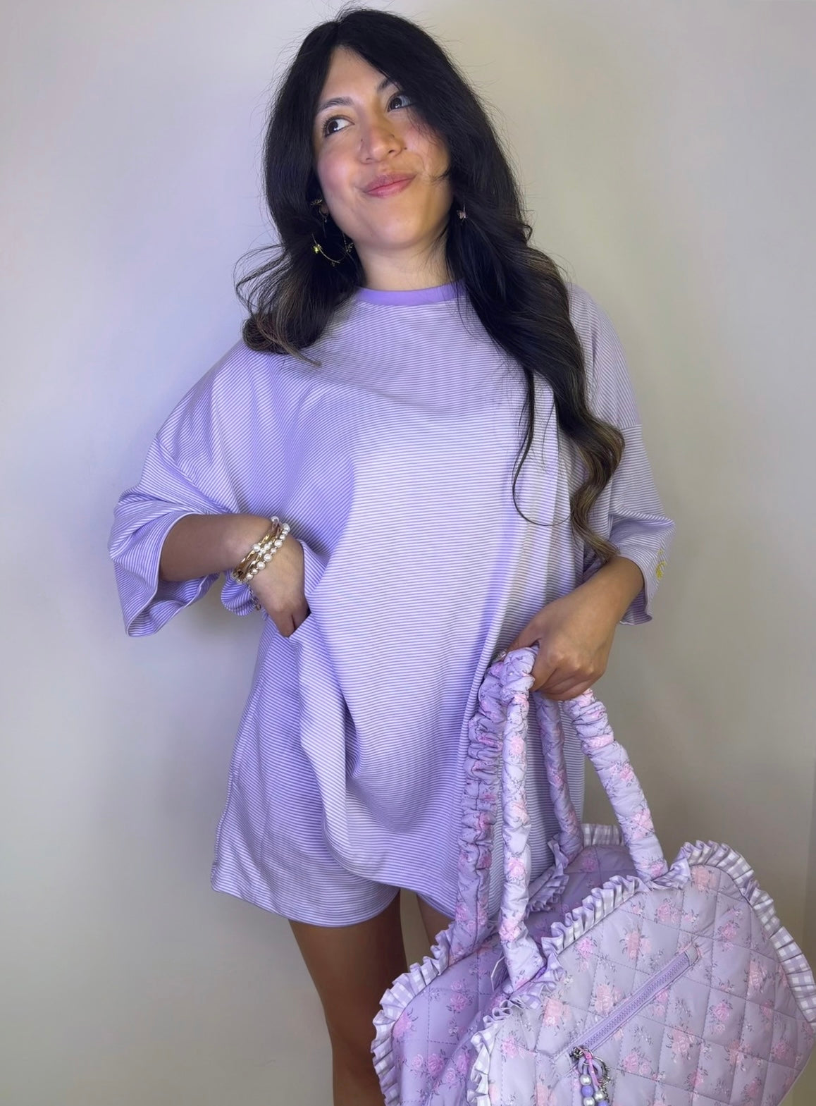 Lavender Haze Striped Lounge Set