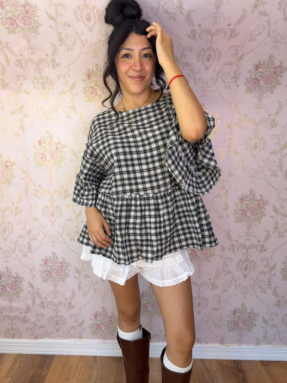 Midnight Cider Plaid Blouse