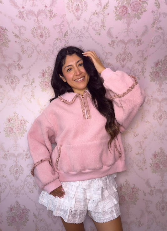 Pink Teddy Fleece Pullover 🩷🧸