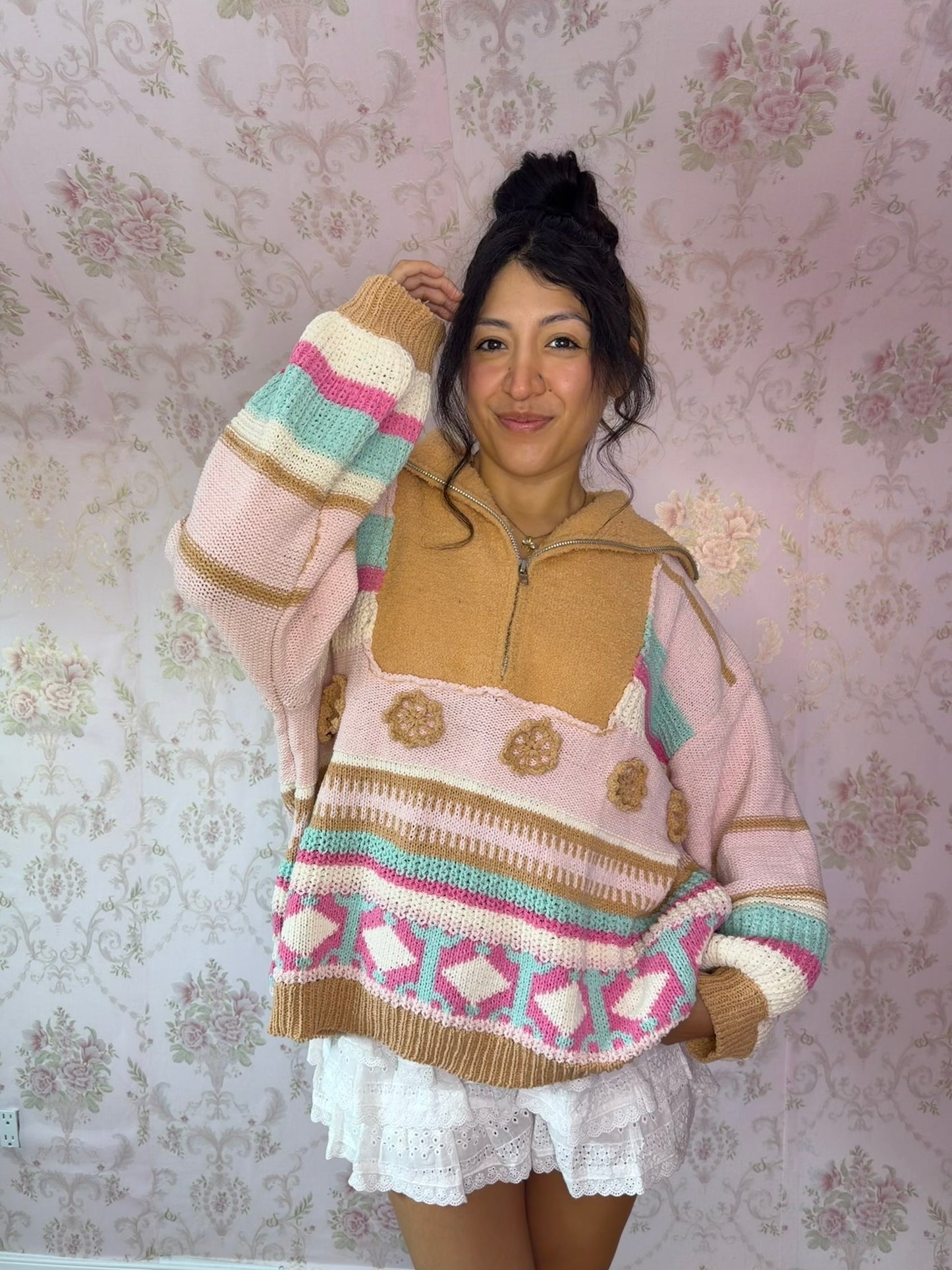 Pink Teddy Quarter Zip