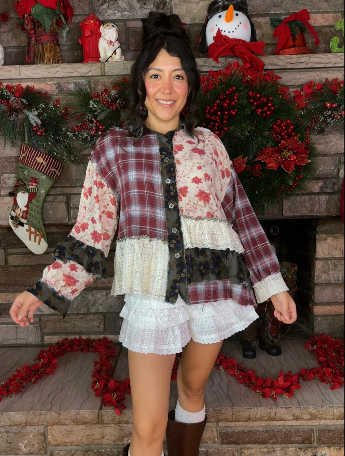 Sugar and Spice Patchwork Flannel