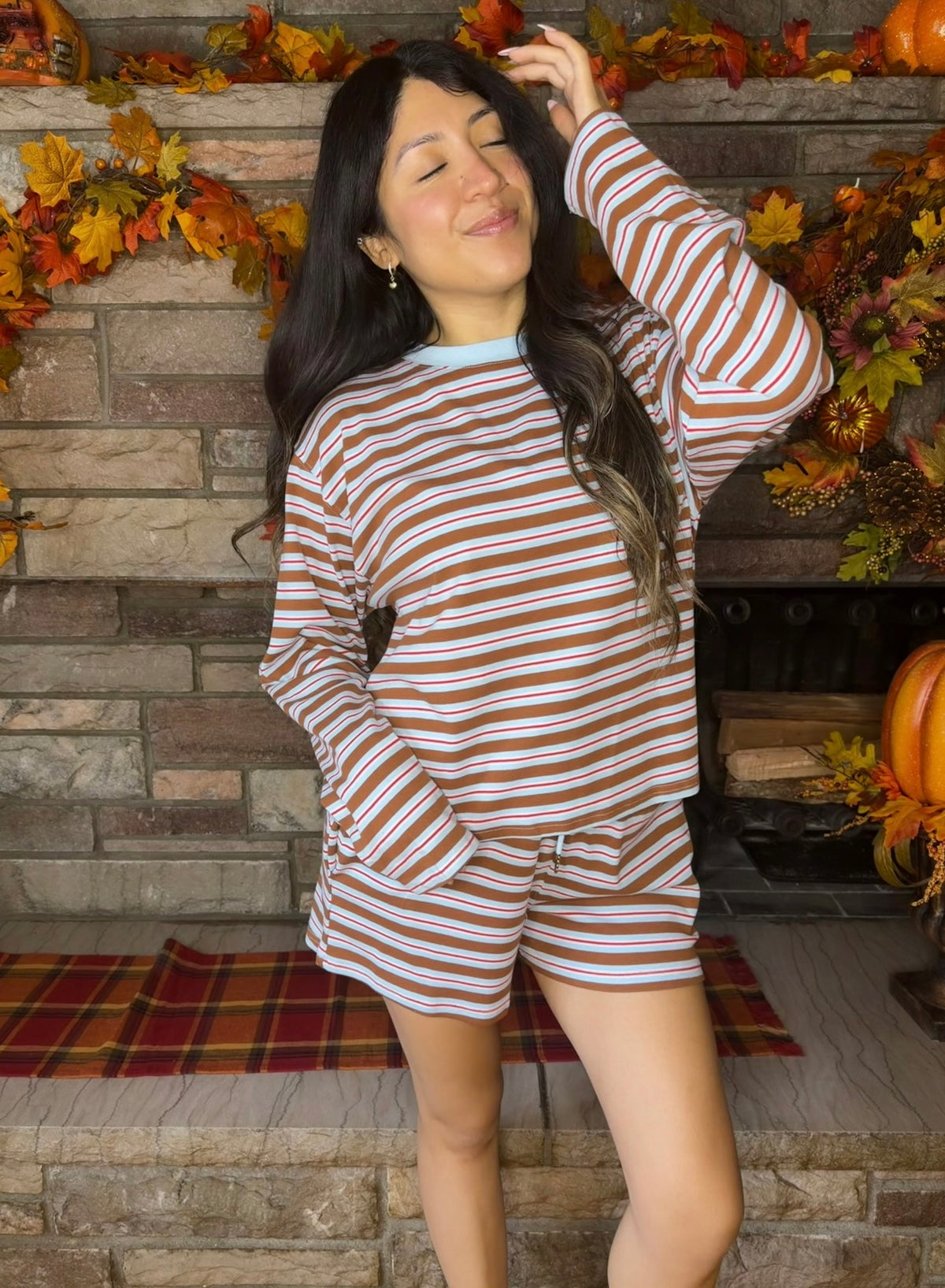Caramel Apple Stripe Lounge Set 🍎🤎