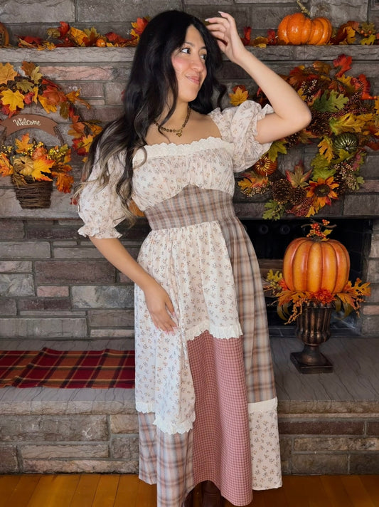 Cider Blossom Patchwork Midi Dress