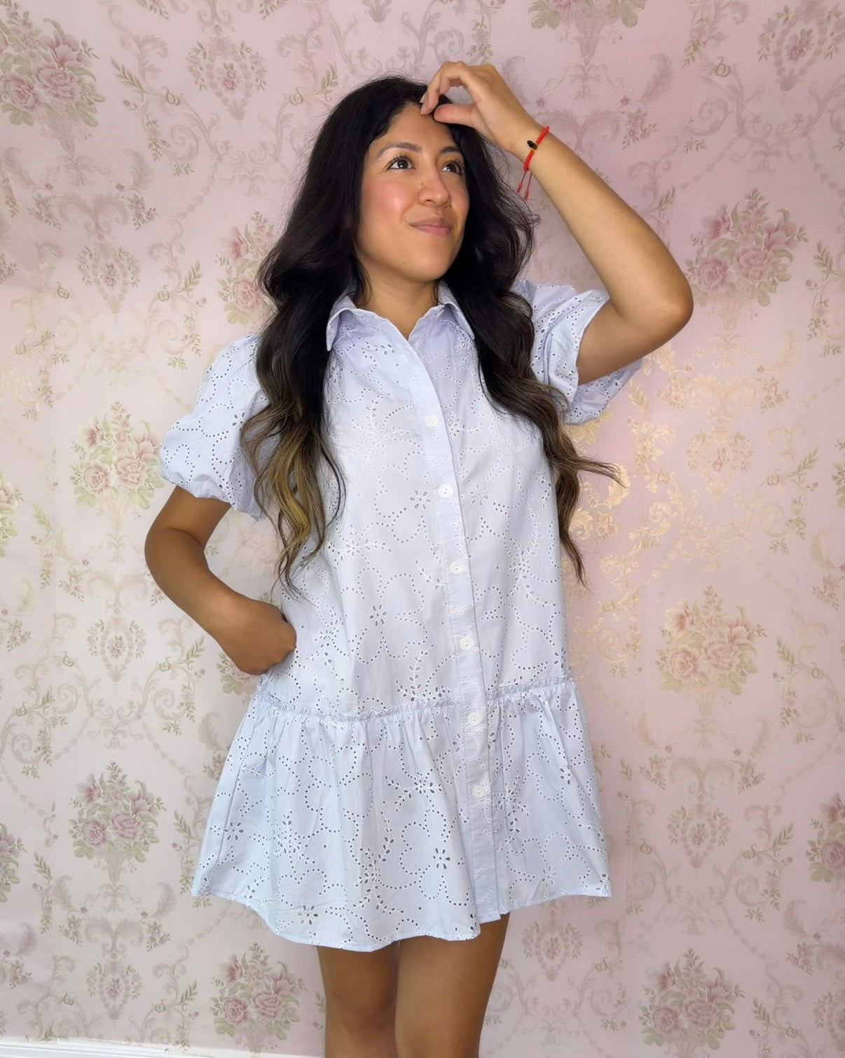 Cottage Charm Eyelet Dress - Baby Blue