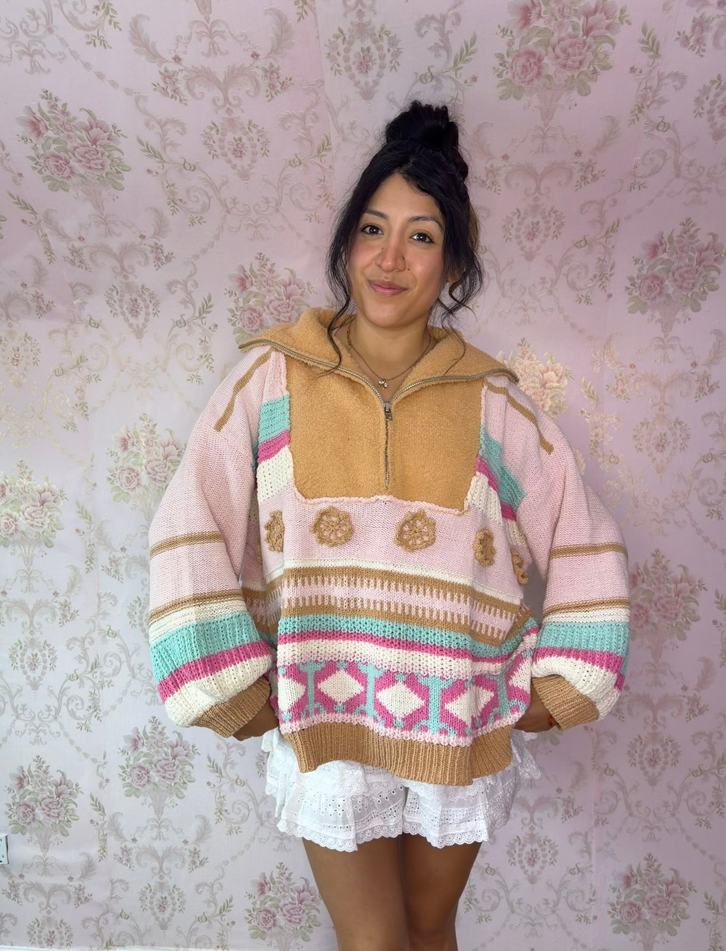 Pink Teddy Quarter Zip