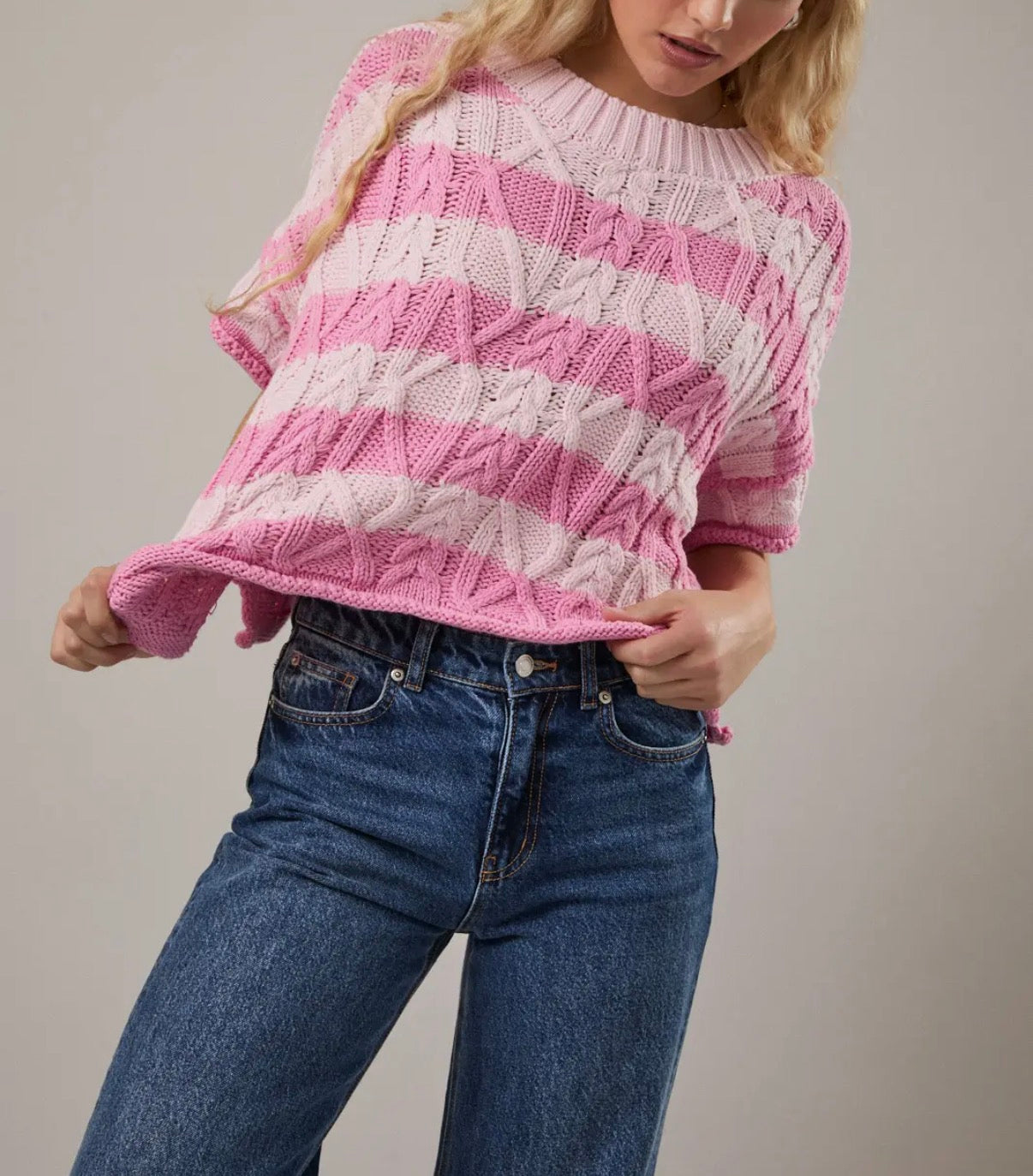 Pink stripe knit sweater