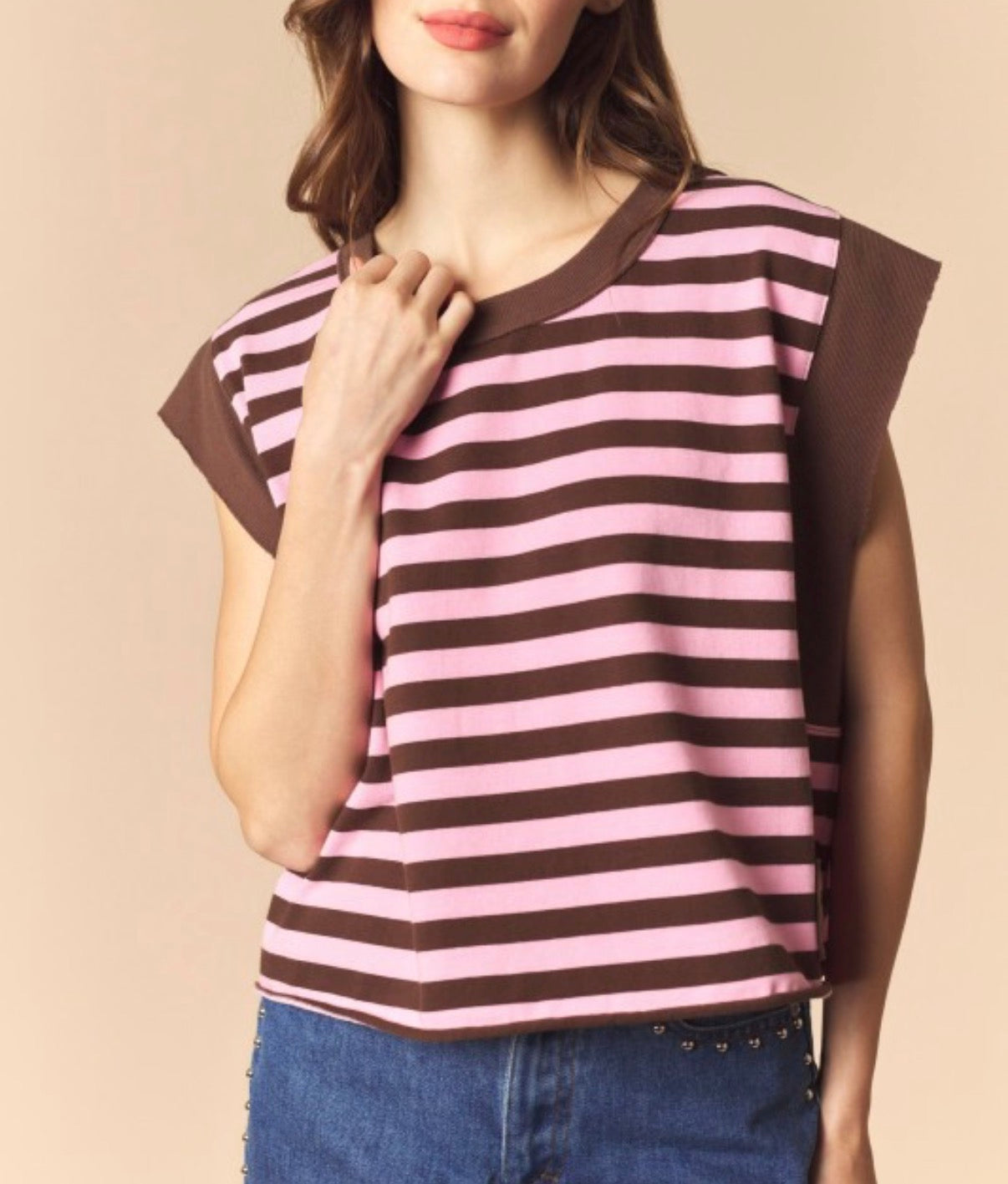 Pink Cocoa Stripe Top