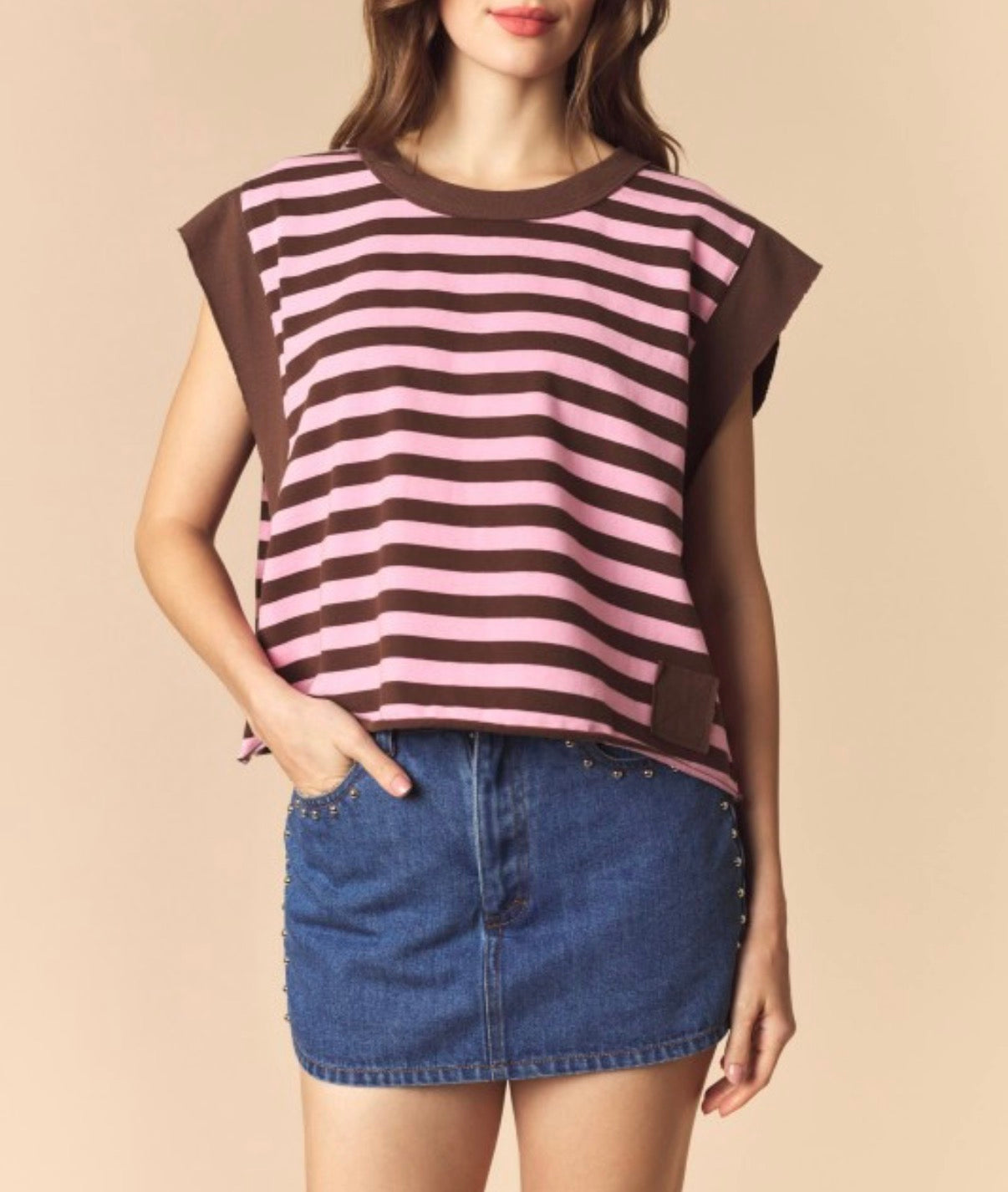 Pink Cocoa Stripe Top