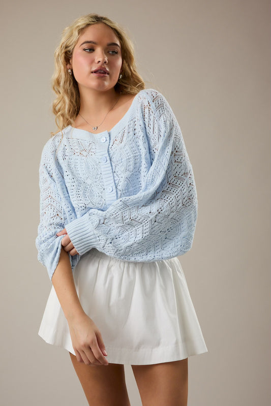Blue knit cardigan