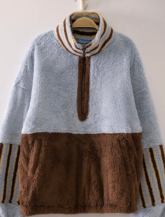 Blueberry Cocoa Sherpa Pullover 🤎🩵