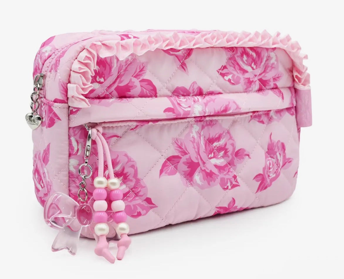 Rosy Muse Quilted Makeup Pouch