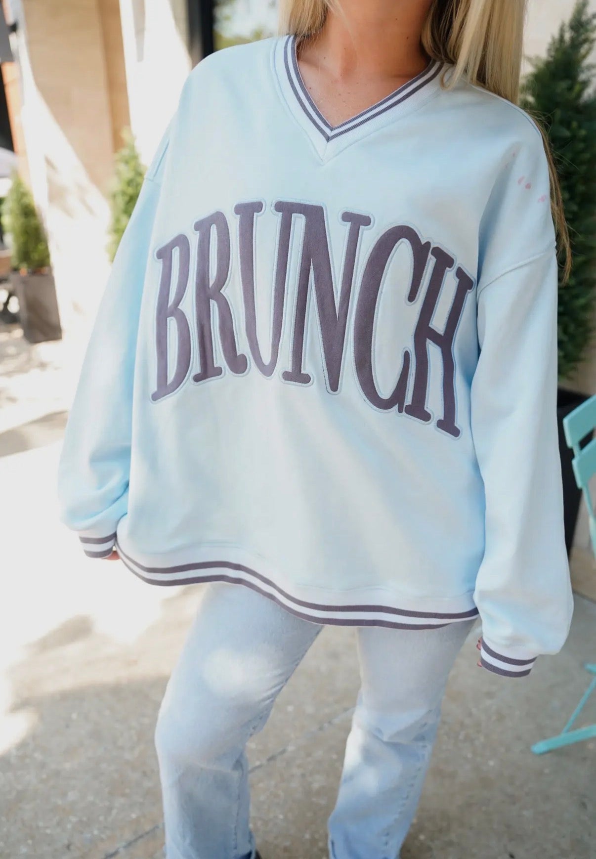 Blueberry Brunch V-Neck Sweatshirt