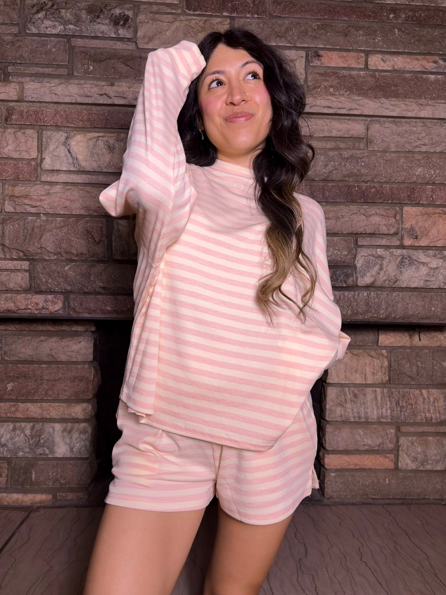 Strawberry Milk Striped Lounge Set