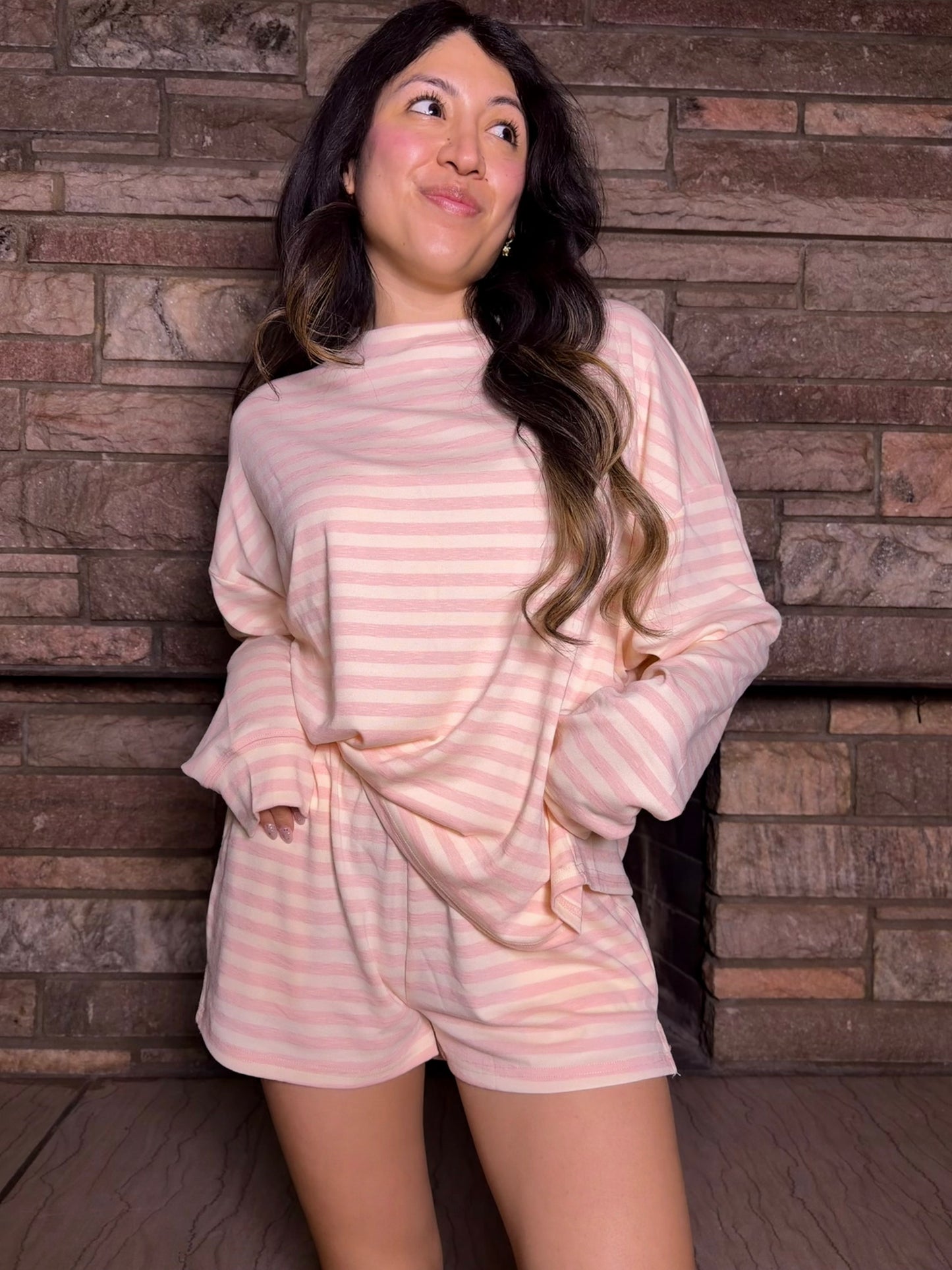 Strawberry Milk Striped Lounge Set