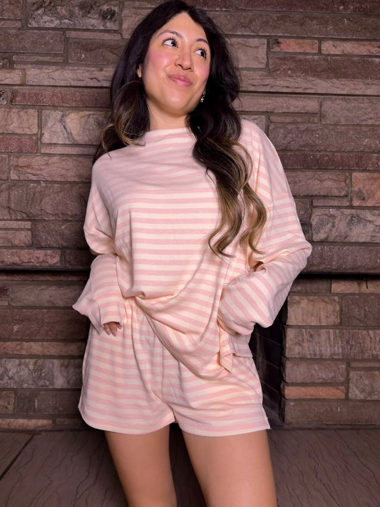 Strawberry Milk Striped Lounge Set