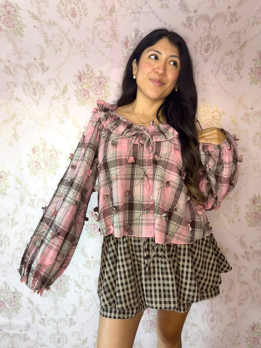 Strawberry Mocha Floral Top