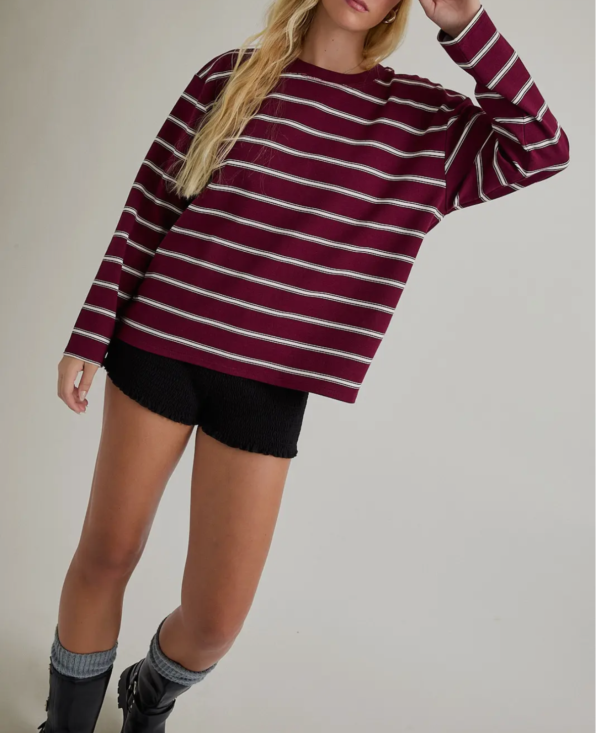 Cranberry Striped Long Sleeve