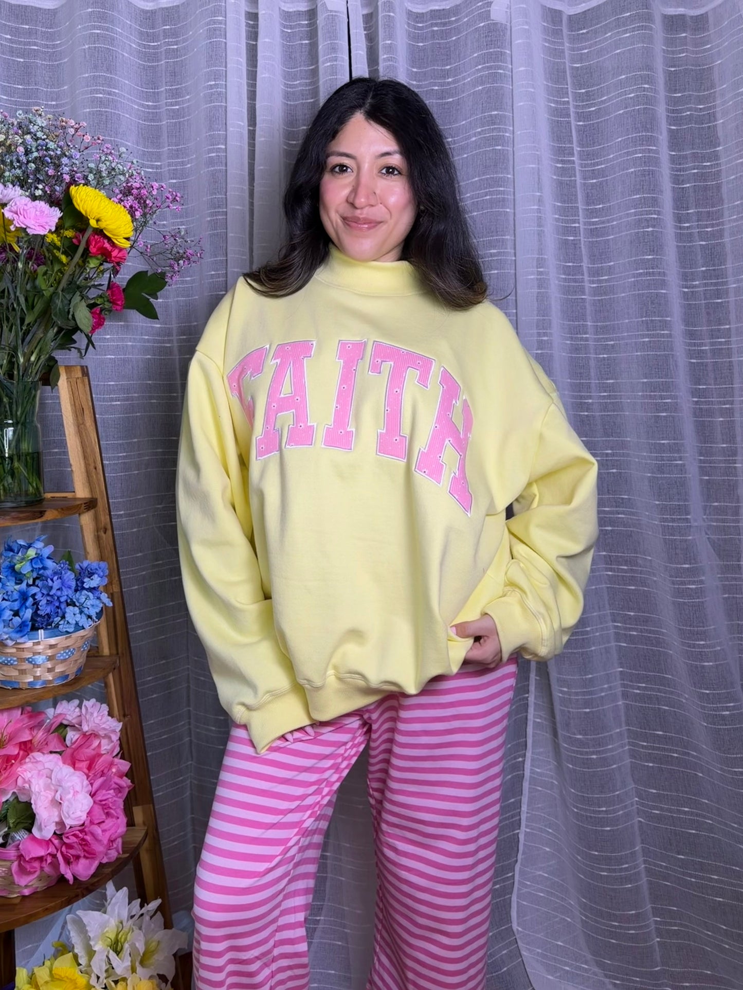 Faith Floral Mockneck