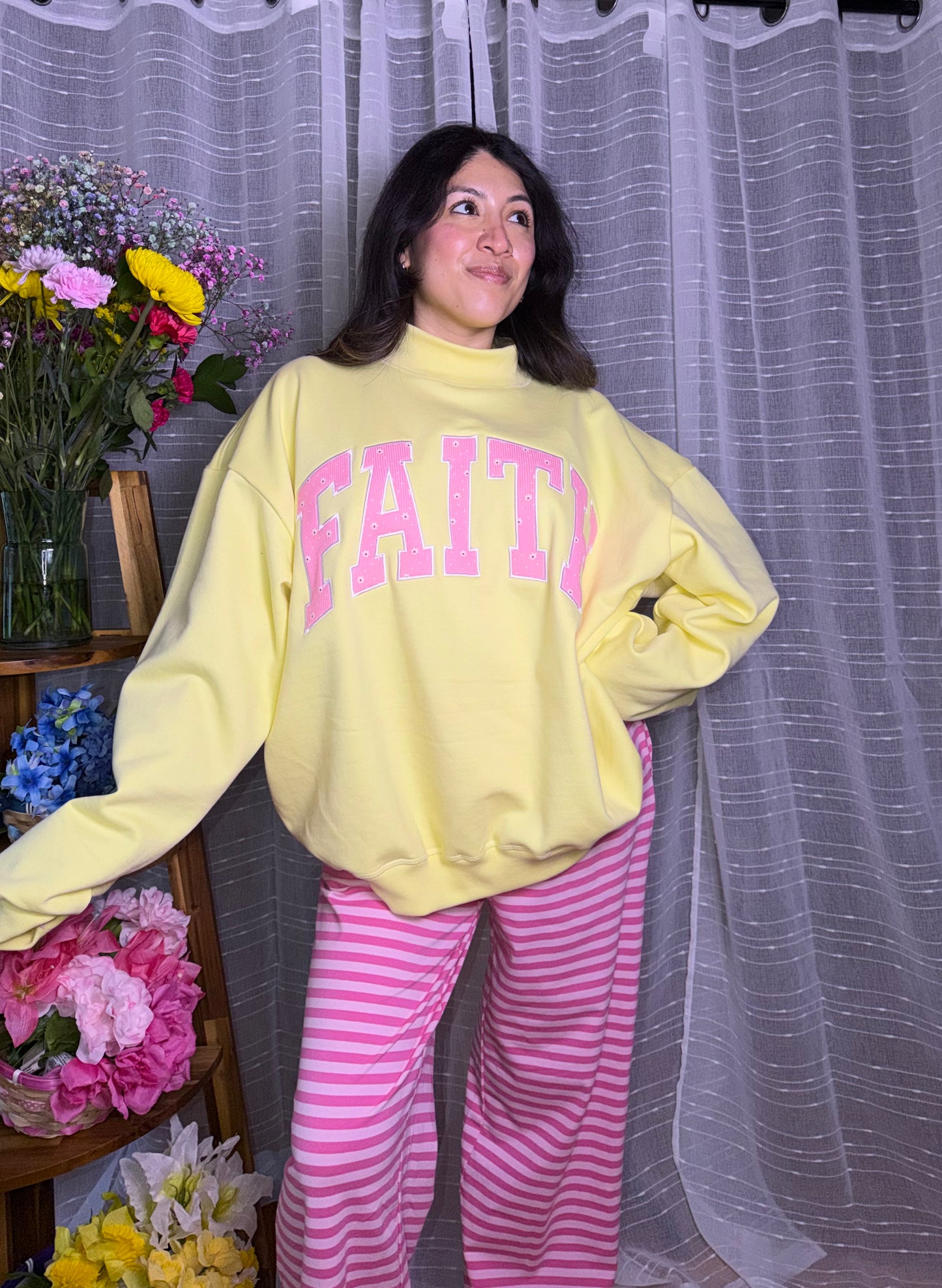Faith Floral Mockneck