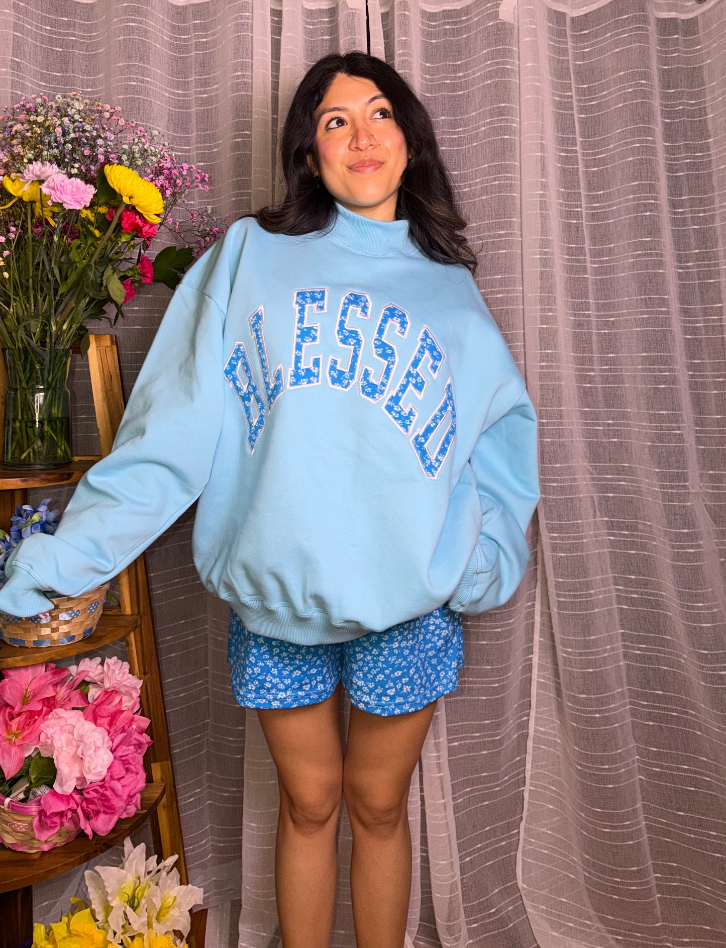 Blessed Floral Mockneck