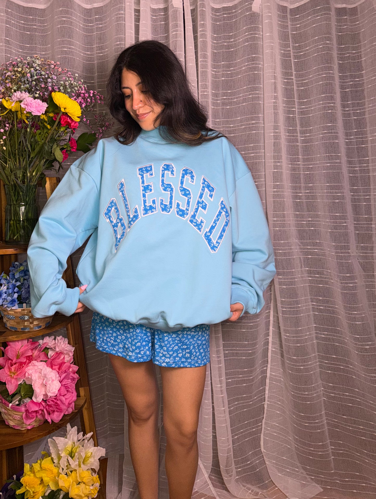 Blessed Floral Mockneck
