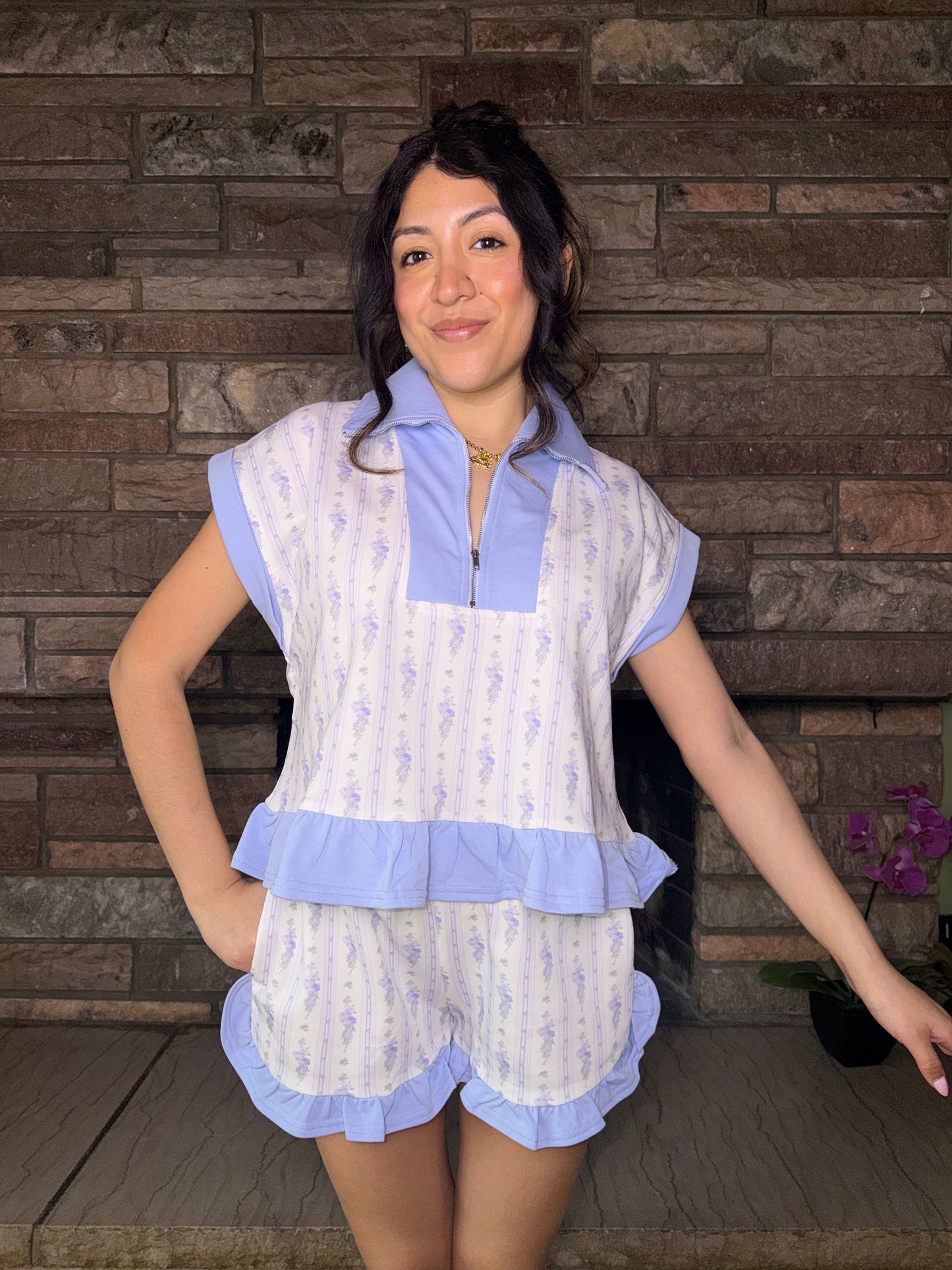 Blue Coquette Ruffle Set