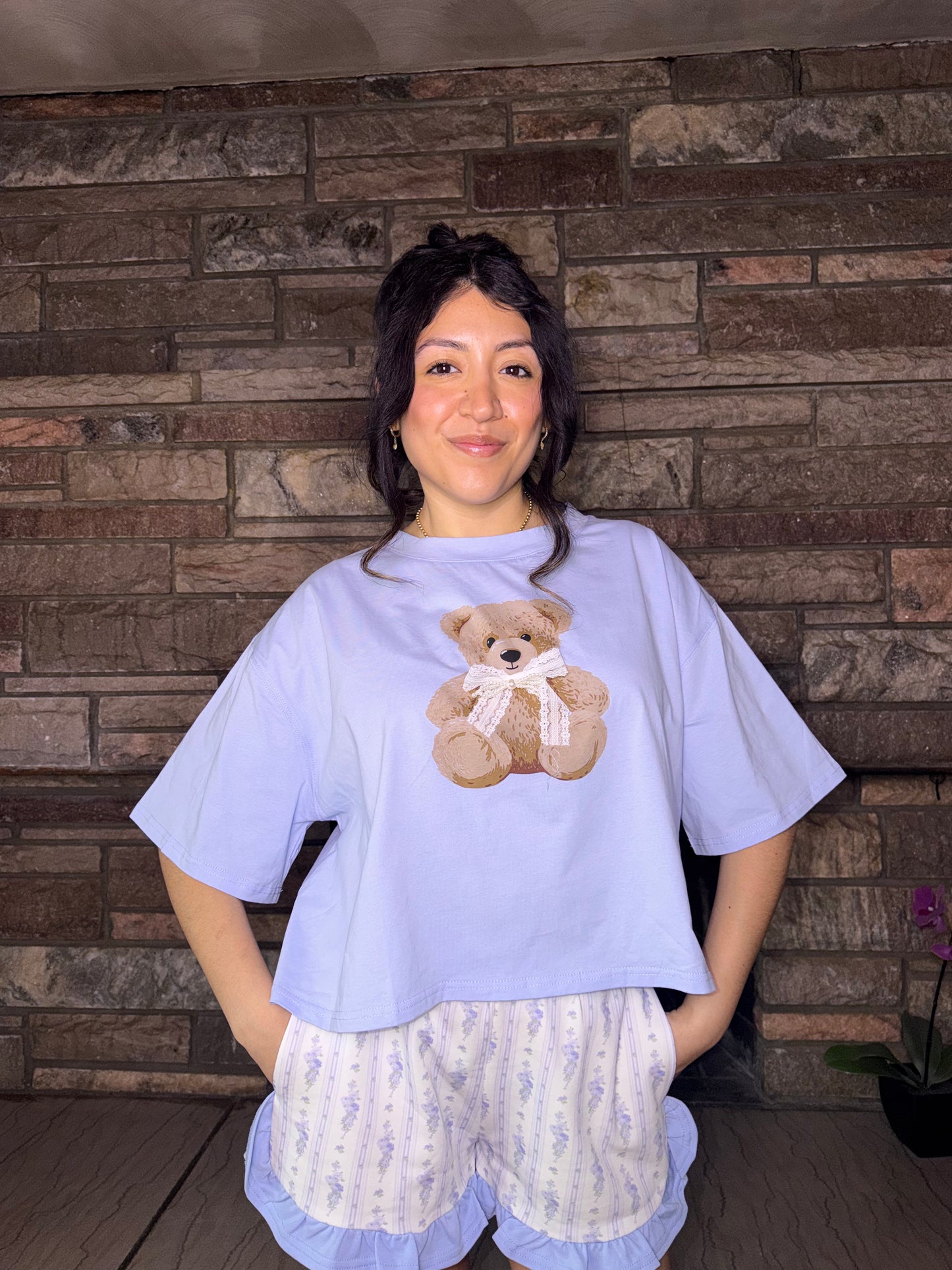 Lace & Bows Teddy Tee (Blue)